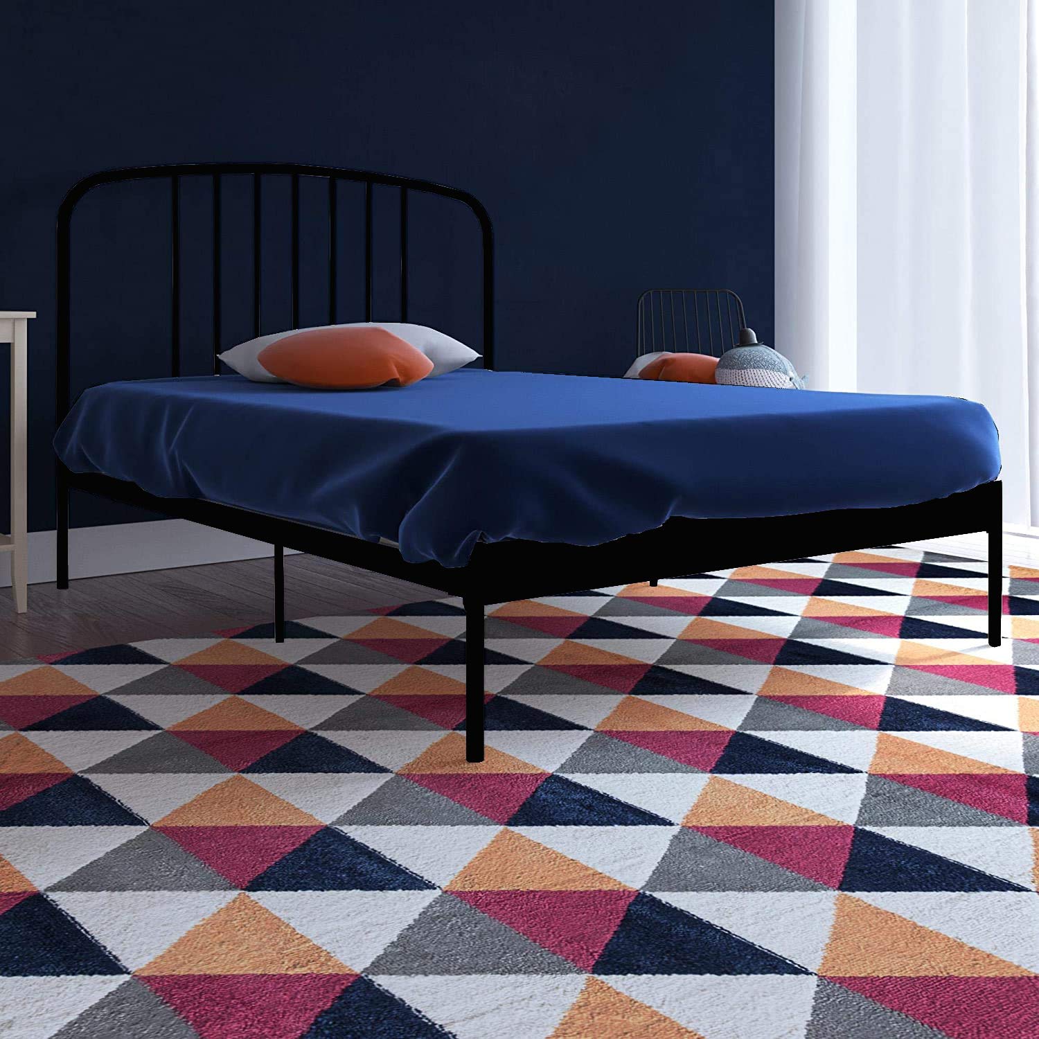 APRODZ Letitia Queen Size Metal Bed (Metal - Black Powdercoated)