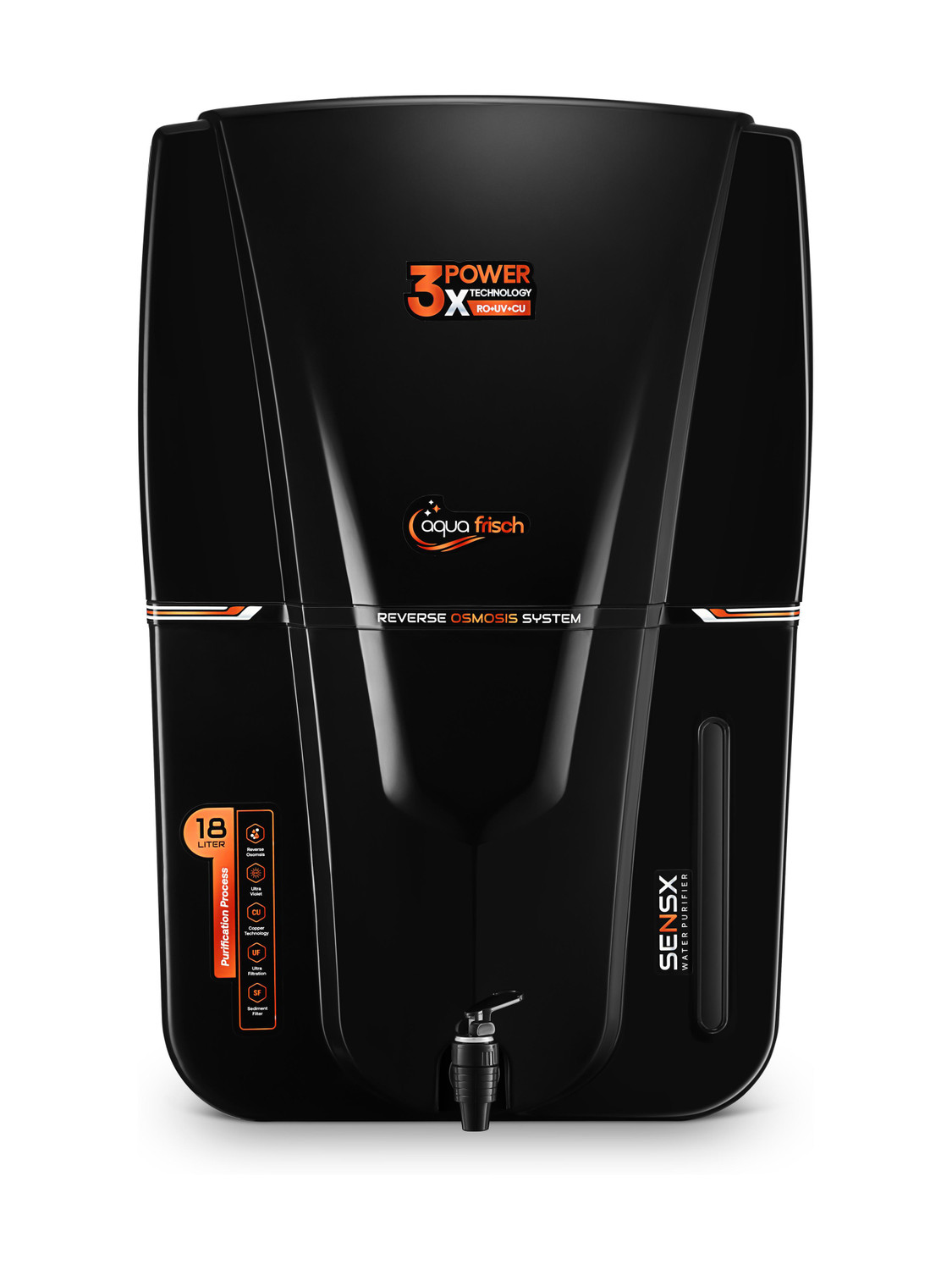 Aqua Frisch Prime Audi 18L RO+UV+UF+Copper+TDS Control Water Purifier (Black)