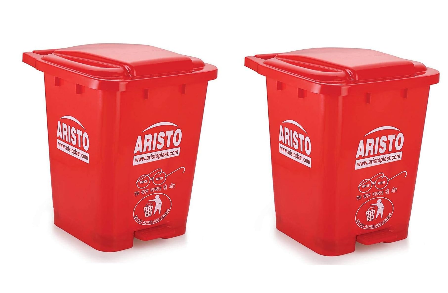 ARISTO Plastic Pedal Garbage Waste Dustbin 45 LTR RED/RED (COMBO)