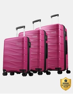 Aristocrat Hard Body Set of 3 Luggage 8 Wheels - Olympus 3 (Small 55cm | Medium 66cm | Large 77cm) - Trolley Bag - Pink
