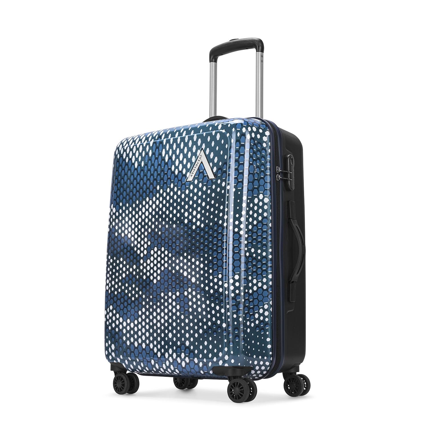 Aristocrat Medium Combat Check-in Trolley Bag, 63 Cm Hardside Luggage | 8 Wheels, Combination Lock | Polycarbonate | 5 Y
