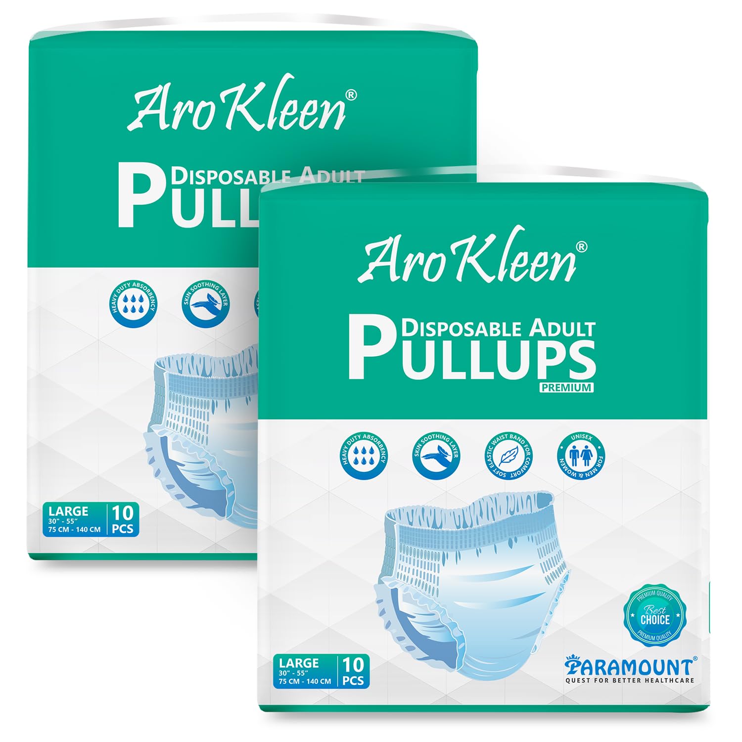 Arokleen Premium Adult Diaper Pants Style | Large (L) | 20 Units |Waist size (30-55 Inch (75-140 cm) | All-Night Absorpt