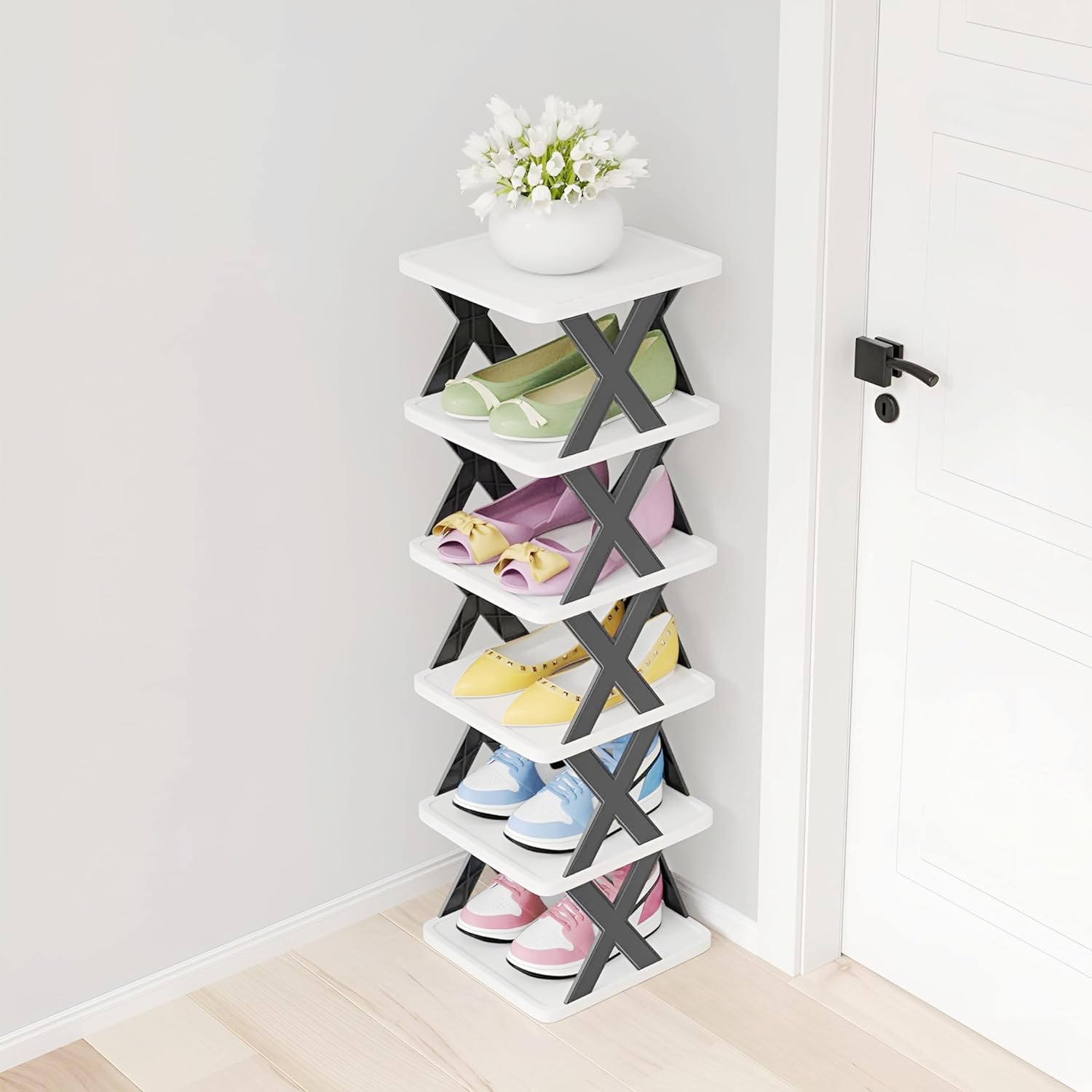 Arto Space Organizer Multi-Purpose 4 Layer Folding Shoe Rack, Stackable Shelf, Space-Saving, Easy Assembly and Stable in