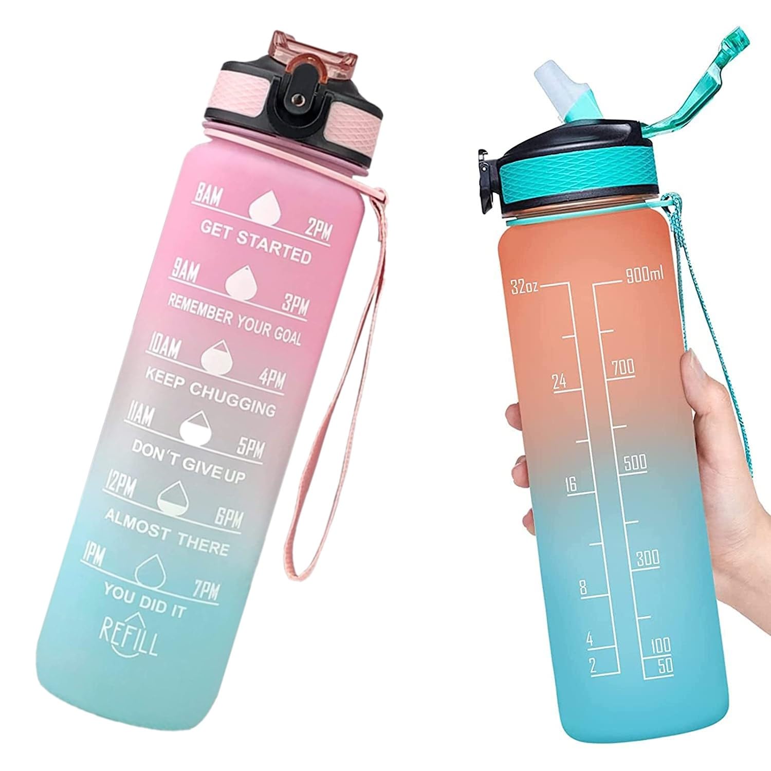 Arto Unbreakable Water Bottle 1 Litre with Motivational Time Marker, Leakproof Durable BPA Free Non-Toxic Water bottle f