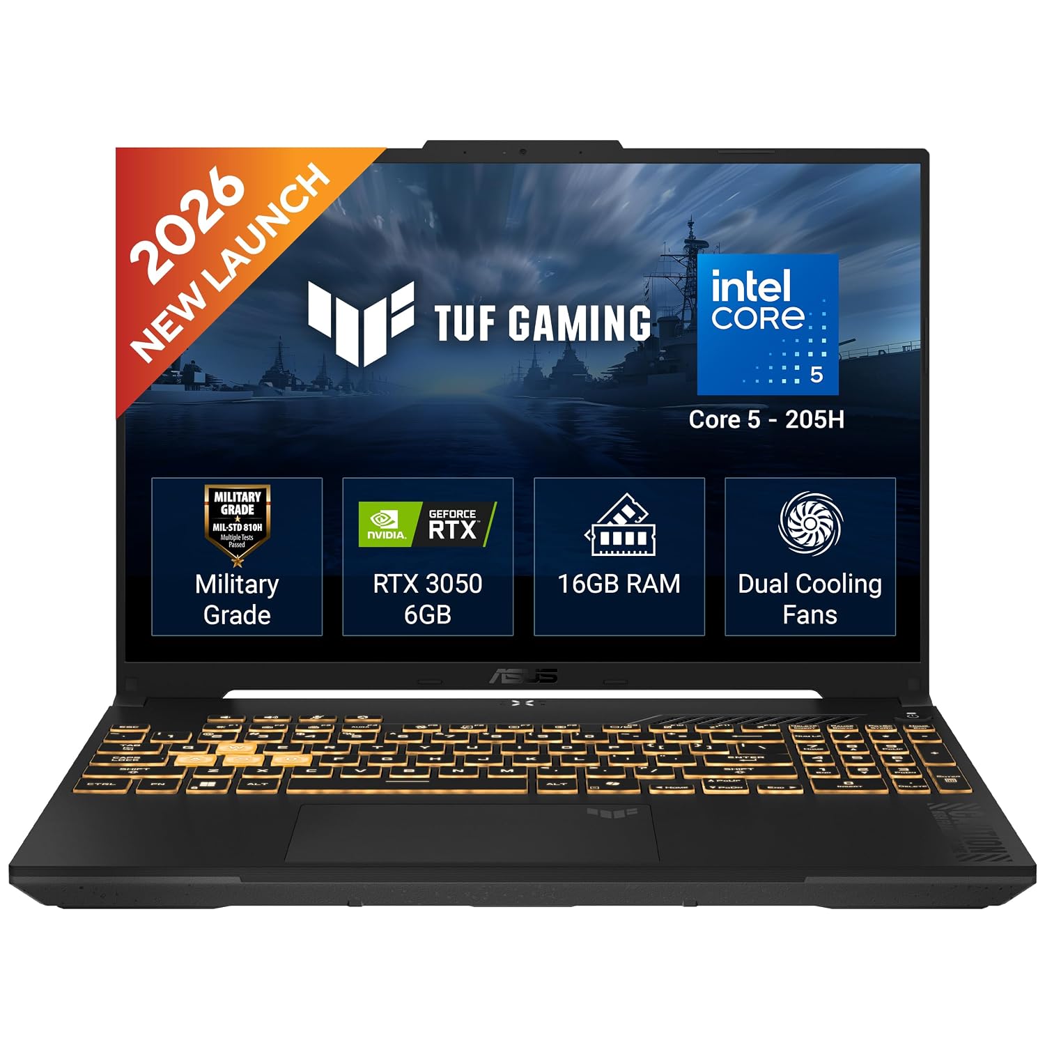 ASUS TUF Gaming F16 (2026) 16-inch FHD+ Laptop - Intel Core 5 205H, RTX 3050 6GB, 16GB RAM, 512GB SSD, Windows 11, MSO 2