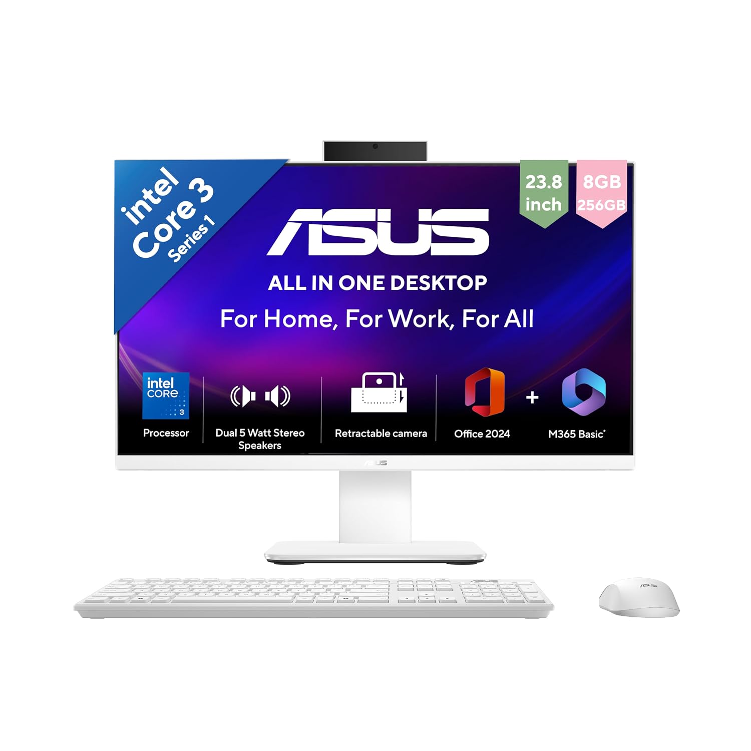 ASUS V440 (2026),Intel Core 3 100U (i3-14th Gen),Intel iGPU,8GB/256GB,FHD,23.8"(60.45 cm)