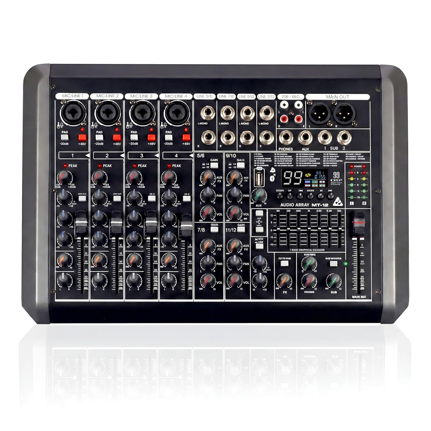 Audio Array MT-12 12 Analog+2 Digital Ch (L+R) Hybrid Analog+USB Mixer [Apply coupon]