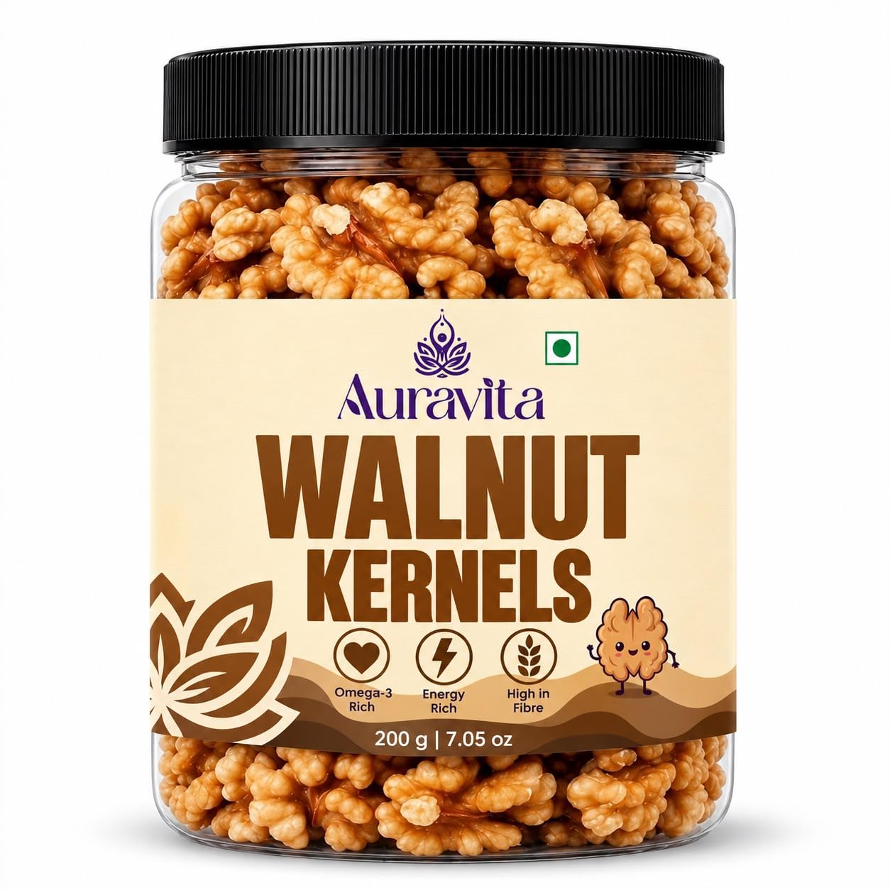 Auravita Walnut Kernels, 200g Pouch | Raw Akhrot Giri Dry Fruit | High Protein