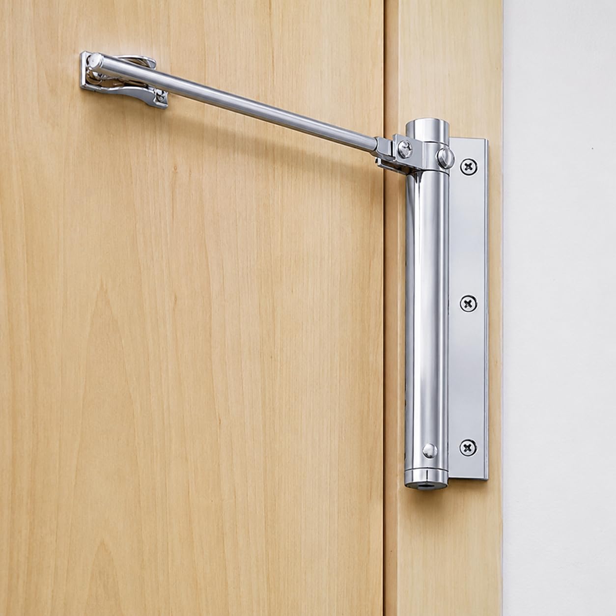 Automatic Door Closer, Heavy Duty Adjustable Spring-Loaded Door Closer with Allen Key & Screws, Self Closing for Residen