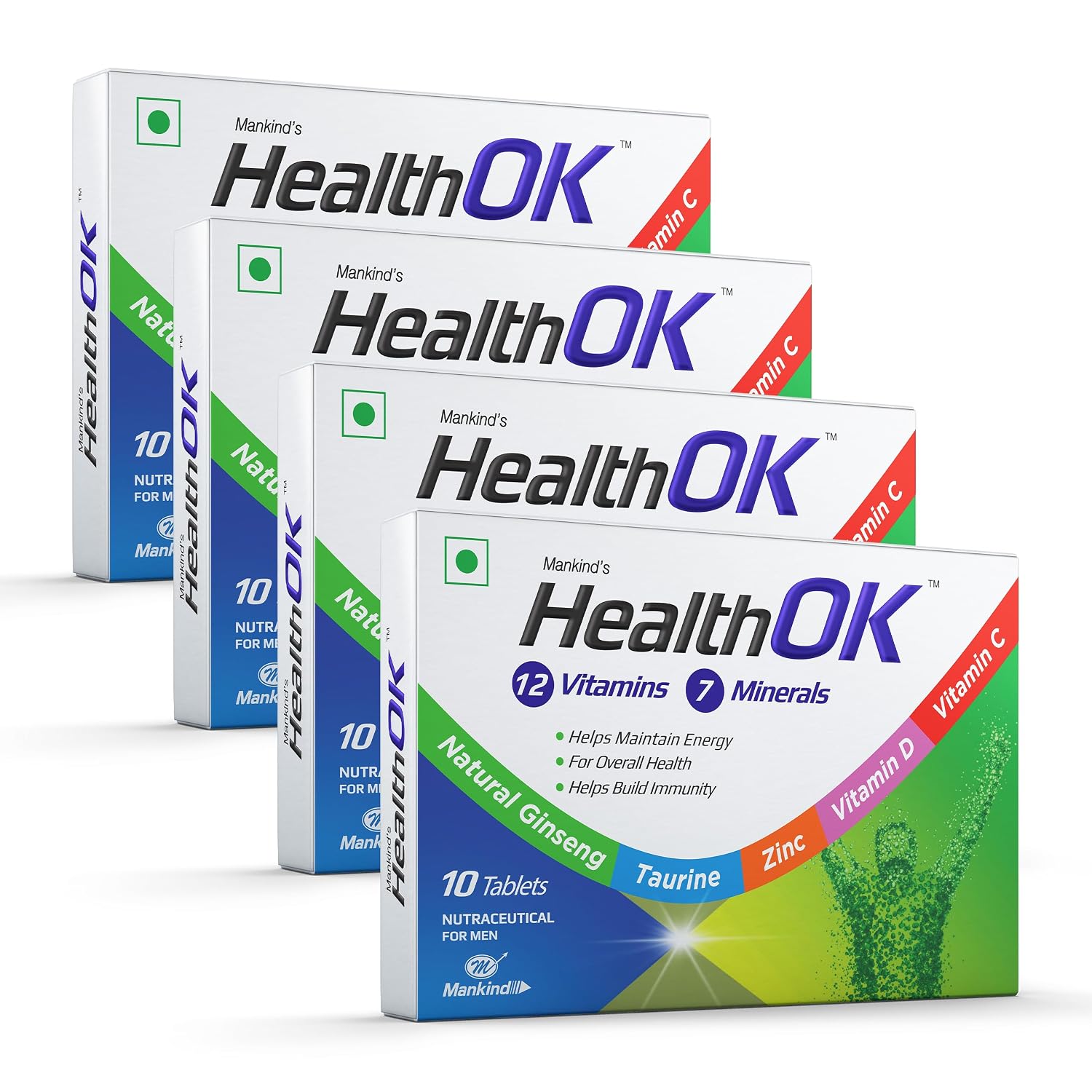 Available again! Health Ok Mankind's Multivitamin with Natural Ginseng & Taurine Power; Lemon Flavour,100% Vegetarian (4