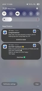 Bajaj scan n pay upto 35rs on 1000x3 txns(user specific)