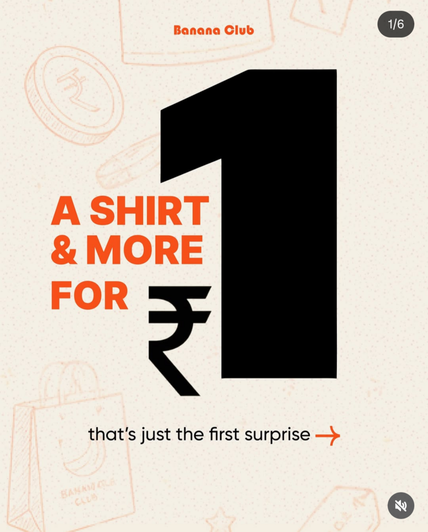 Banana Club Grand Opening : Get a Shirt & More for Just Rs. 1