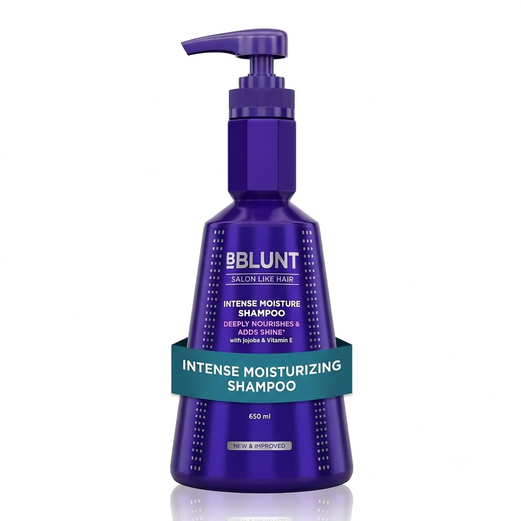 Bblunt Intense Moisture Shampoo with Jojoba and Vitamin E for Dry & Frizzy Hair | Moisturizes & Hydrates | Adds Shine