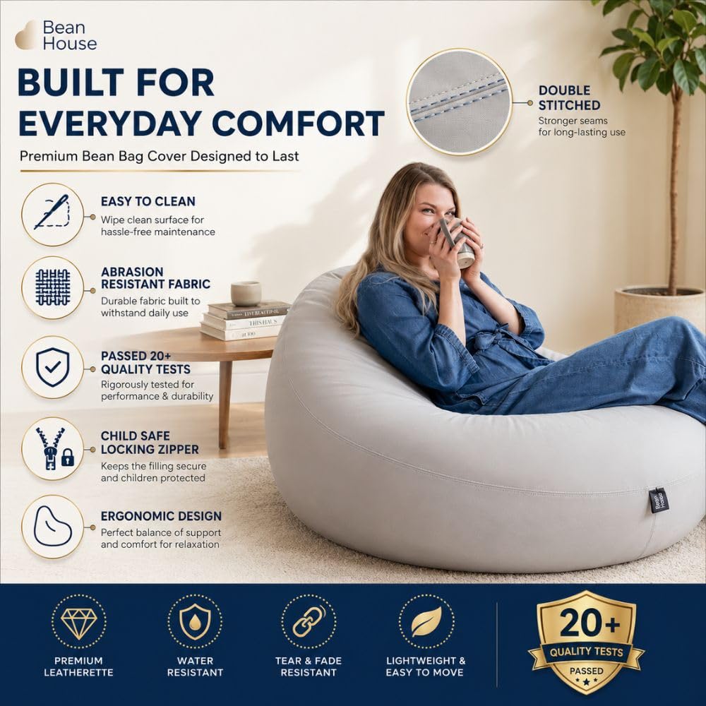 Bean Bag Chair Cover | Size: 2XL | Color: Brown Maroon | Without Beans | Premium Leatherette Cover (CMF 3478)
