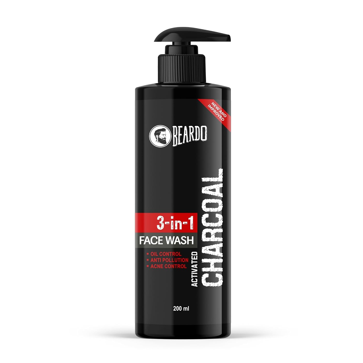 Beardo 3-in-1 Activated Charcoal Face Wash for Men (200ml) | Oil Control Deep Cleansing Face Wash for Oily Skin, Dirt &
