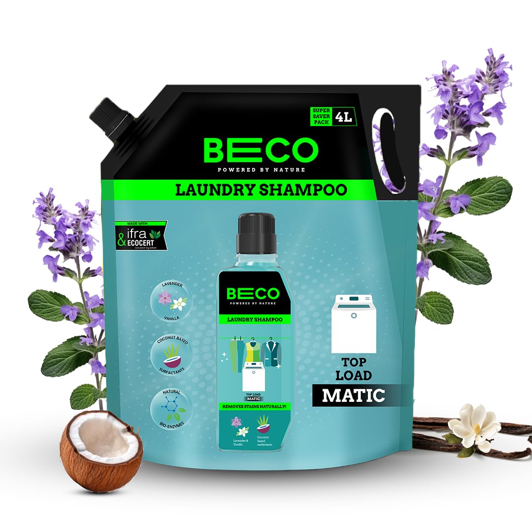 Beco Natural Liquid Detergent Top Load - 4L Refill Pack|Top Load Washing Machine Detergent Liquid