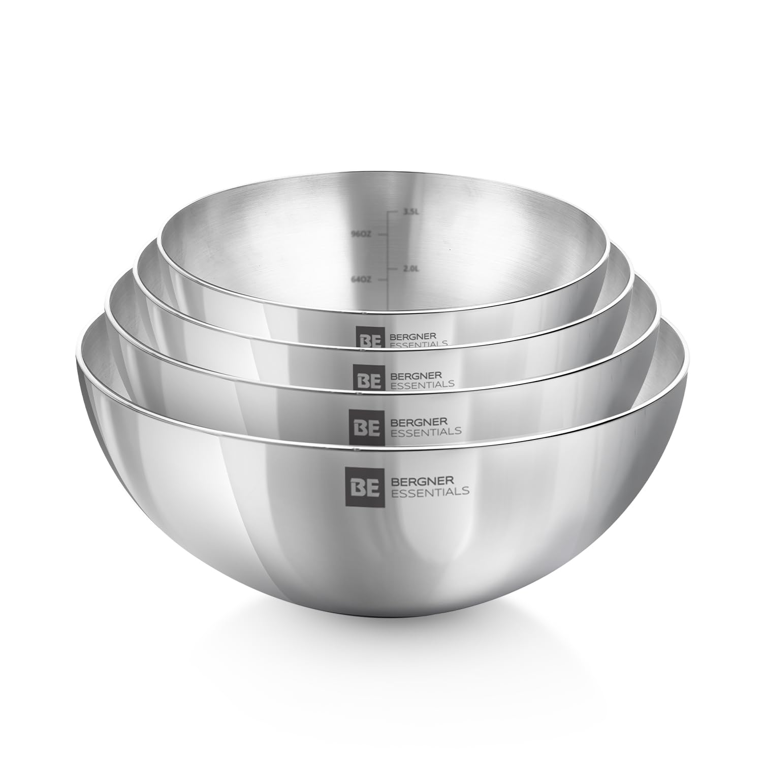 Bergner BE Essentials 4 Pcs Set of Extra Deep Tasra, Triply Stainless Steel Taslas - 18cm (1L), 20cm (1.5L), 22cm (2L) a