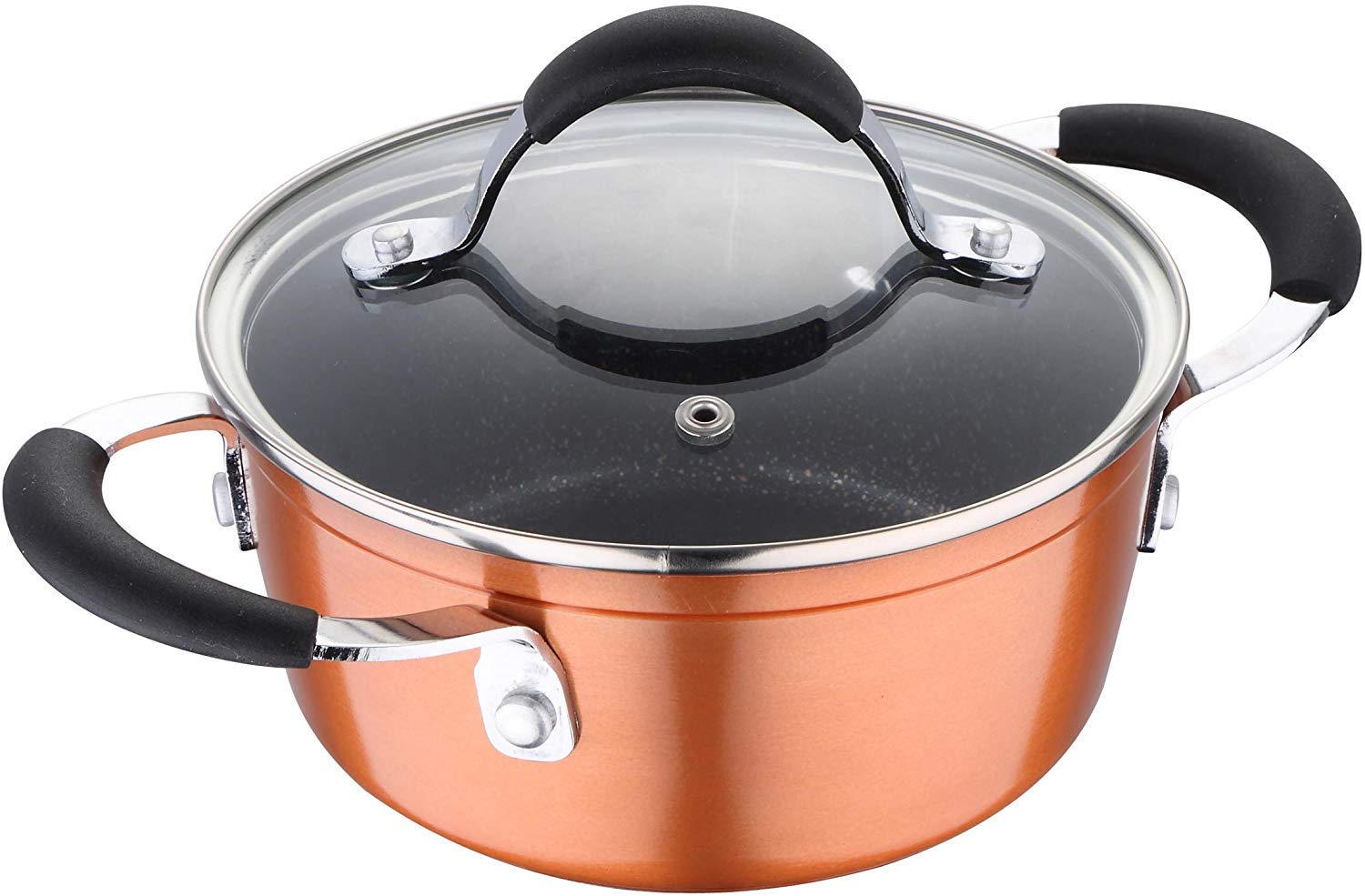 Bergner Infinity Chefs Forged Aluminium Non-Stick Casserole with Glass Lid (24 cm, 3.9 litres, Induction Base, Copper)