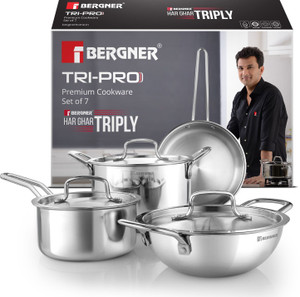 BERGNER Tripro Triply Stainless Steel 7 Pcs Induction Bottom Cook
