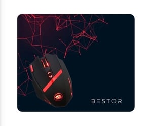 Bestor Anti-Slip Rubber Base Gaming Mouse Pad - Red & Black