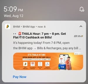 BHIM THALA Hour: Flat Rs. 10 Cashback on Bills & Recharges | MTV Rs. 100 | Today, 7-8 PM only