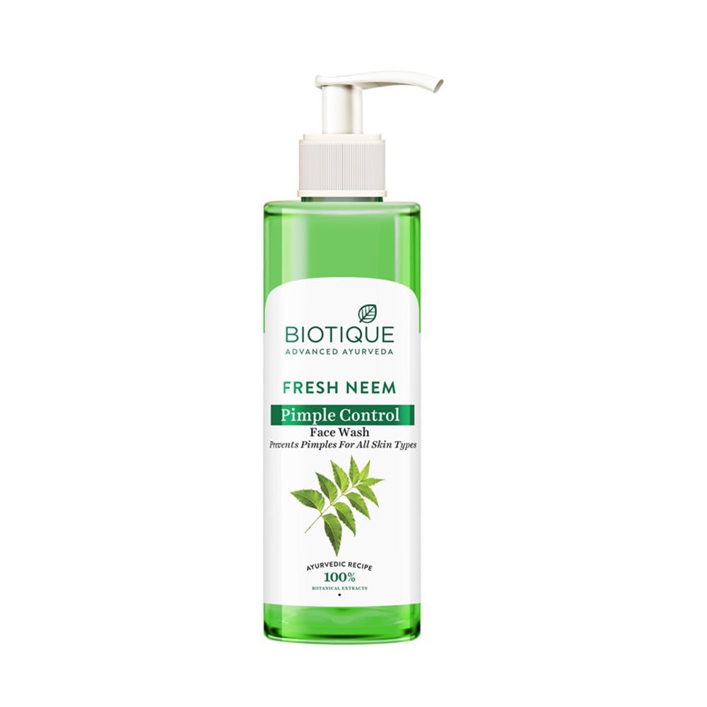 Biotique Fresh Neem Pimple Control Face Wash| Ayurvedic and Organically Pure| Prevents Pimples |100% Botanical Extracts