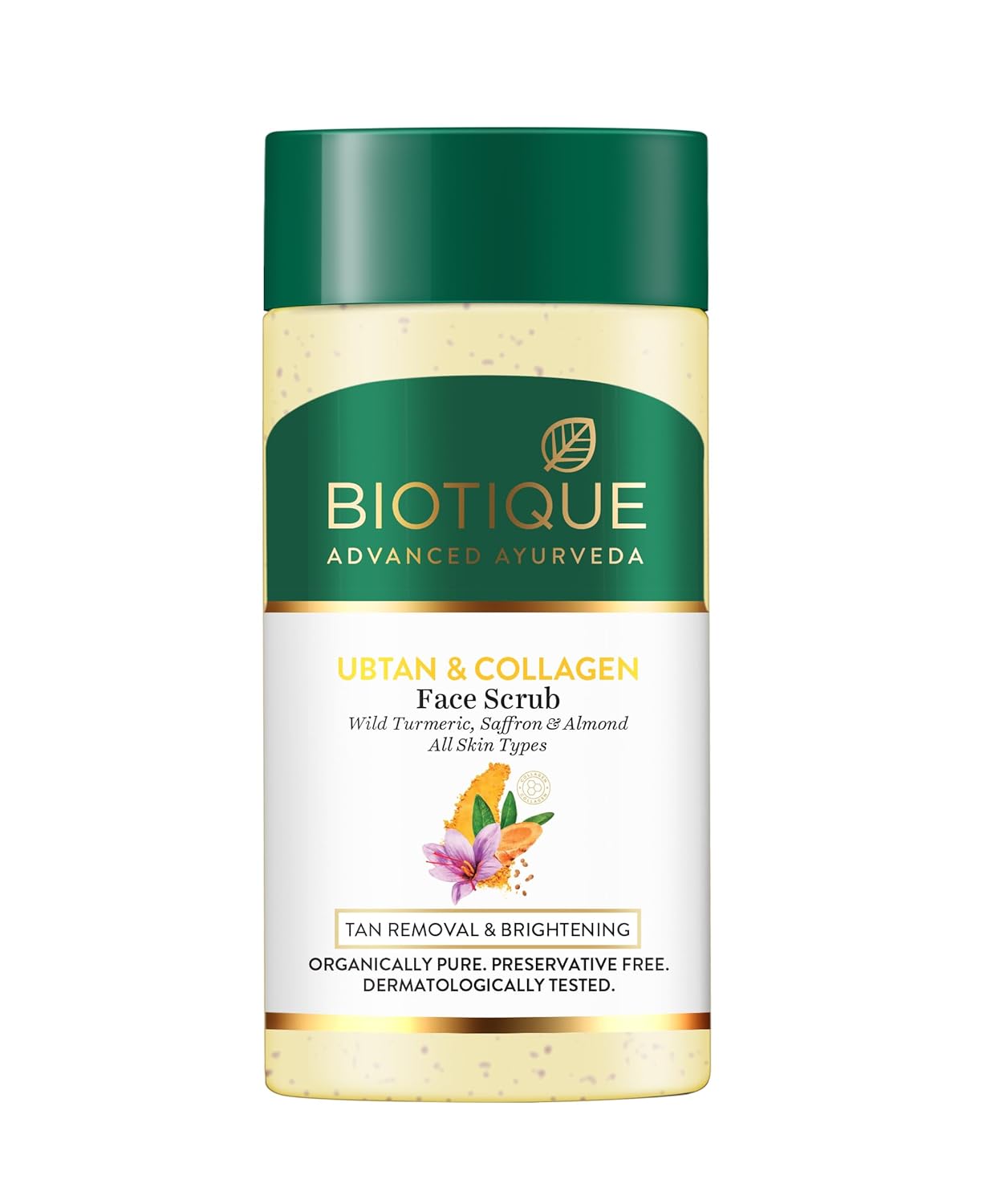 Biotique Ubtan & Collagen Tan Removal Face Scrub for Lighter For Men & Women-25ml