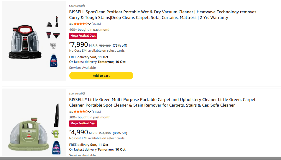 BISSELL SpotClean ProHeat Portable Wet & Dry Vacuum Cleaner | Heatwave Technology Spot Cleaner for Carpets, Sofas & Car