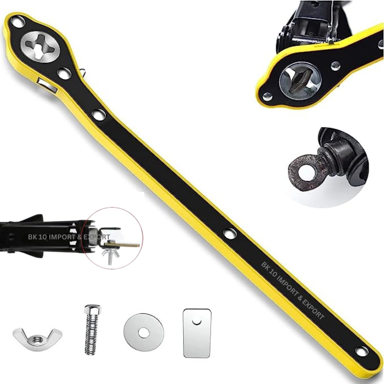 BK 10 IMPORT & EXPORT Labor Saving Hand Car Jack Wrench/Wrench/Jack Ratchet Wrench for Car, Long Handle for Scissor Jack