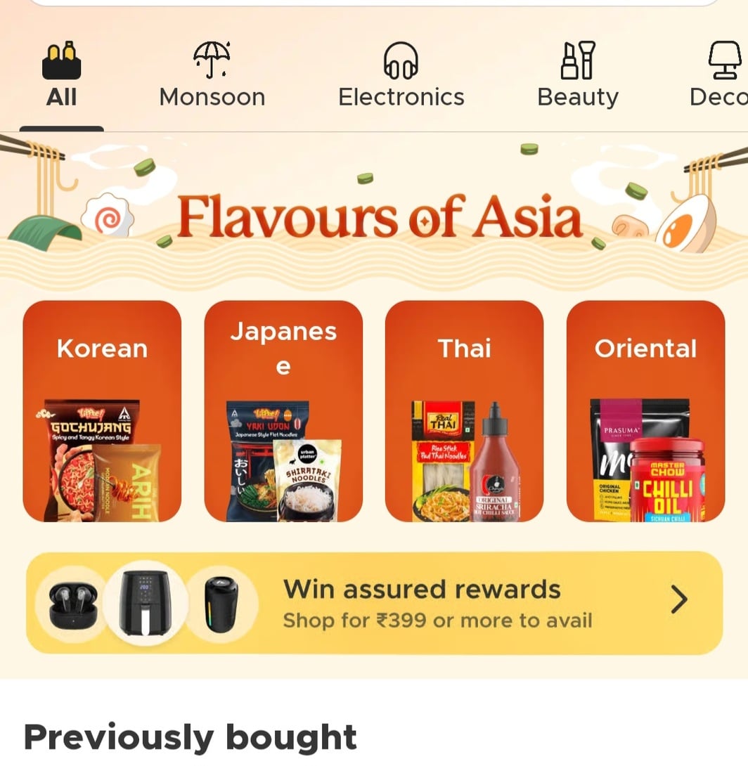 [Blinkit | Account/Location Specific] Buy Rs. 399+ Eligible Asian Products & Get Assured Scratch Card (Air Fryer, TWS, Spea