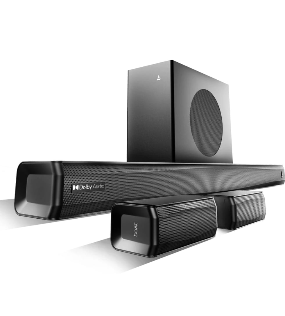 boAt Aavante Prime 5.1 7050D, Dolby Audio, Wireless Satellites, FREE Installation 700 W Bluetooth Soundbar (Premium Blac