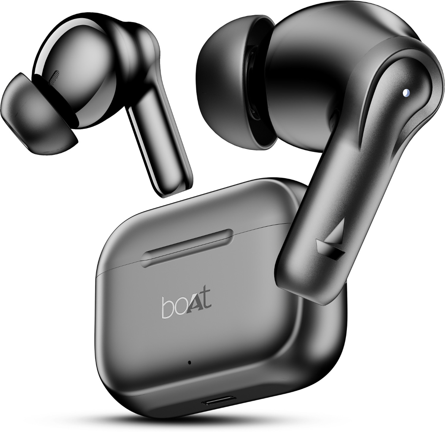 boAt Airdopes 161, Adv 4Mic ENx, 50H Battery,Fast Charge,13mm Driver, Metallic Finish Bluetooth Headset (Carbon Black, T