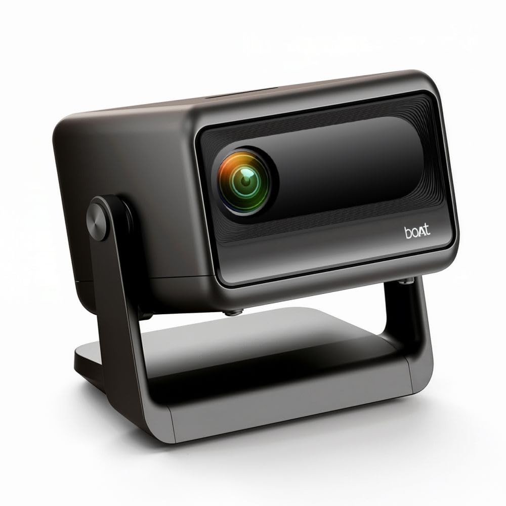 boAt CineHead E1 Smart Projector with Built-in Netflix & Prime Video, 150 ANSI Lumens