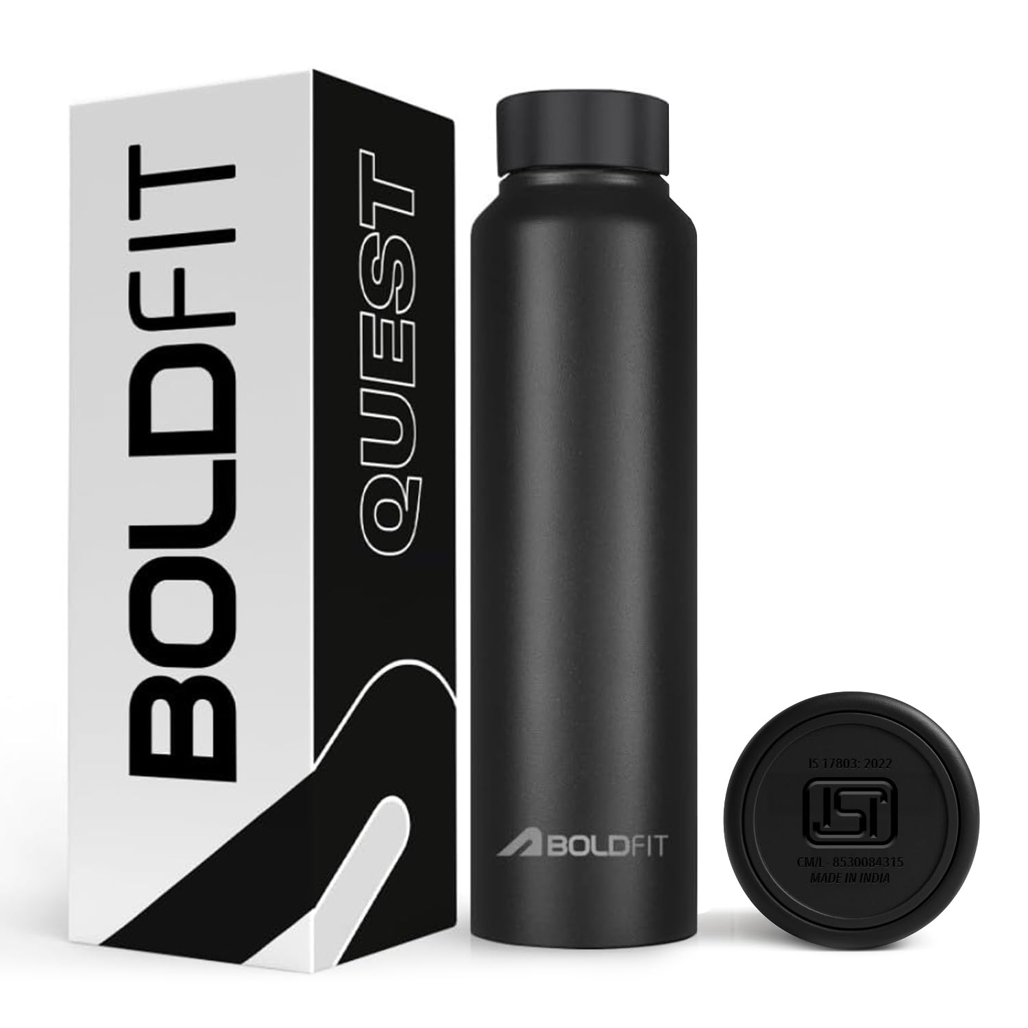 Boldfit Water Bottles Stainless Steel Water Bottle 1 Litre Steel Bottles for School, Office, Home, Gym 1 Litre for Men L