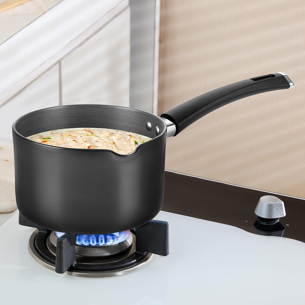 Borosil 2.5 L (18 cm) Hard Anodized Spout Sauce Pan | Aluminium Grade 3003