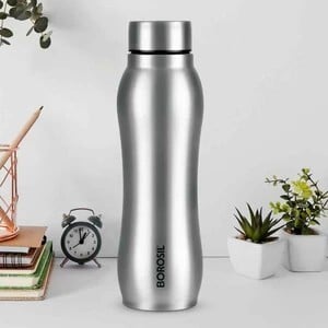 BOROSIL 740 ml Chillmate Single Wall Water Bottle for Office, School, College & Gym 740 ml Steel Bottle (Pack of 1, Stee