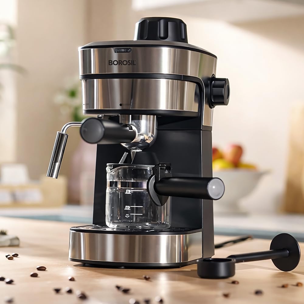 Borosil Brew Mate Drip Coffee Machine with Borosilicate Glass Carafe | Coffeemaker | 6 Cups Capacity | Anti-Drip Functio