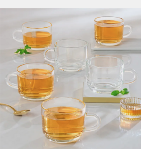 BOROSIL Chai Time (210 ml), Borosilicate Glass Cup Set, (210 ml, Pack of 6)