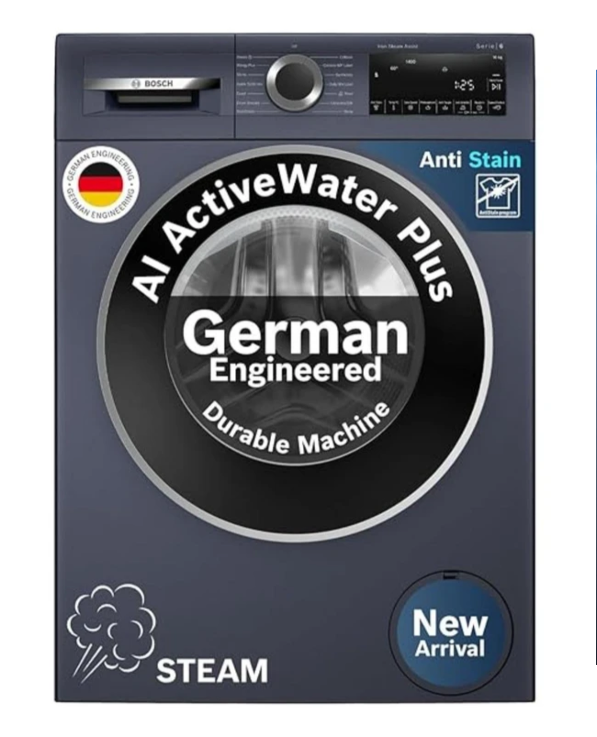 BOSCH 10 kg Fully Automatic Front Load with In-built Heater Blue (WGA254ZPIN)