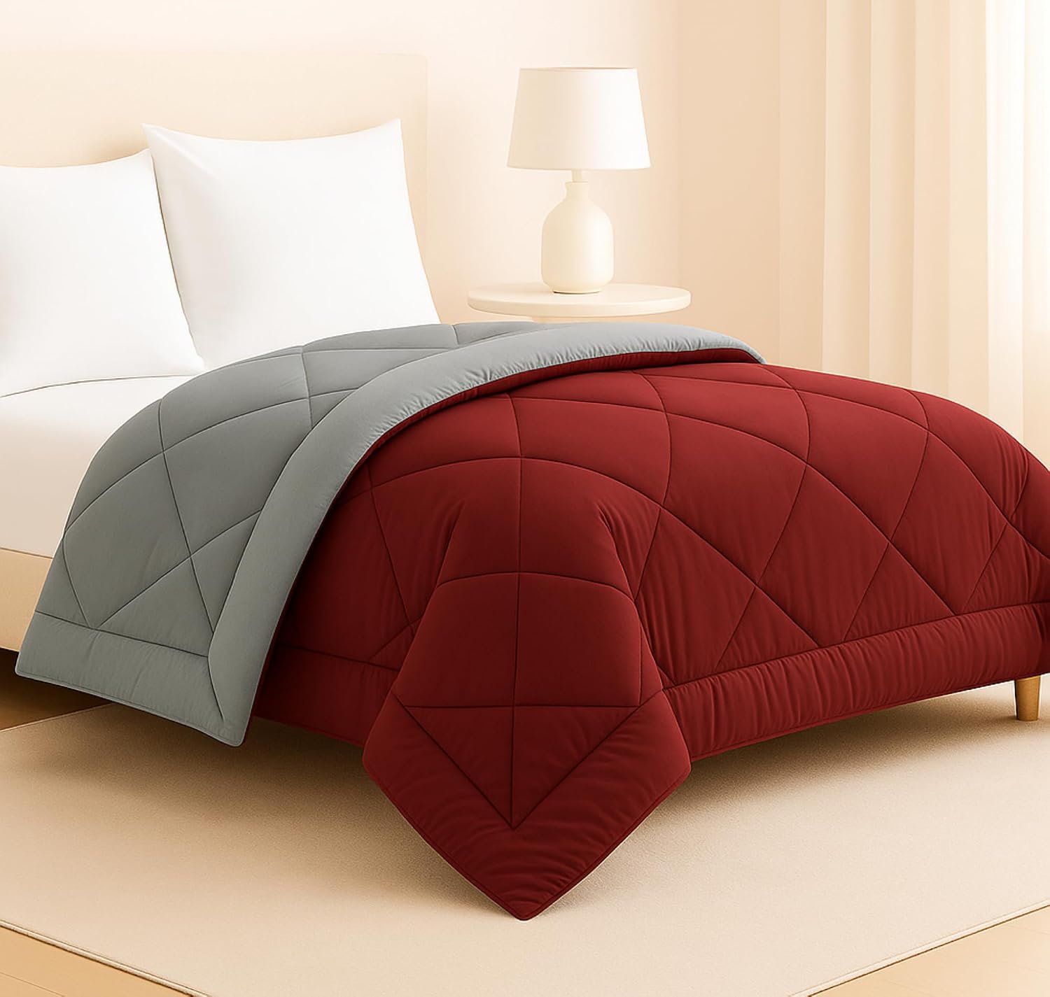 BSB HOME Luxury Reversible Comforter Double Size | Dual Color Soft Quilt for AC Room | Winter & Summer