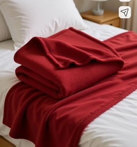 BSB HOME Solid Double Fleece Blanket for Heavy Winter (Polyester, Red)