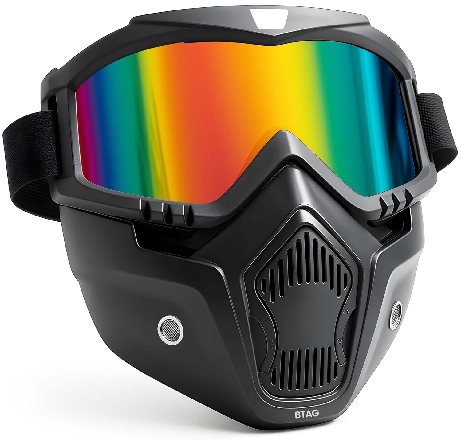 Btag Anti Scratch UV Protective Motorcycle Face Mask with Detachable Goggles | Anti-Fog UV Protection Riding Mask with R