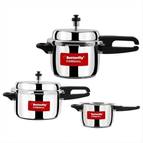 Butterfly Cordial 2L, 3L & 5L SS Pressure Cooker Combo | Stainless Steel