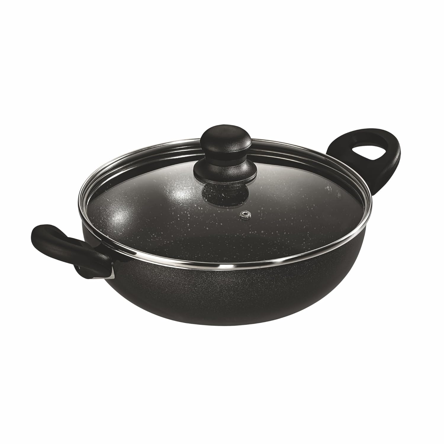 Butterfly Granza Non Stick Kadai with Glass Lid | 280 mm |Non-Stick Premium Virgin Aluminium | Induction Base| PFOA Free