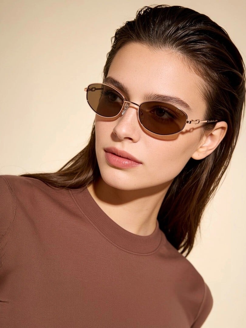 Buy Espee Women Brown Lens & Rose Gold Toned Oval Sunglasses With UV Protected Lens - Sunglasses for Women 37857495 | My