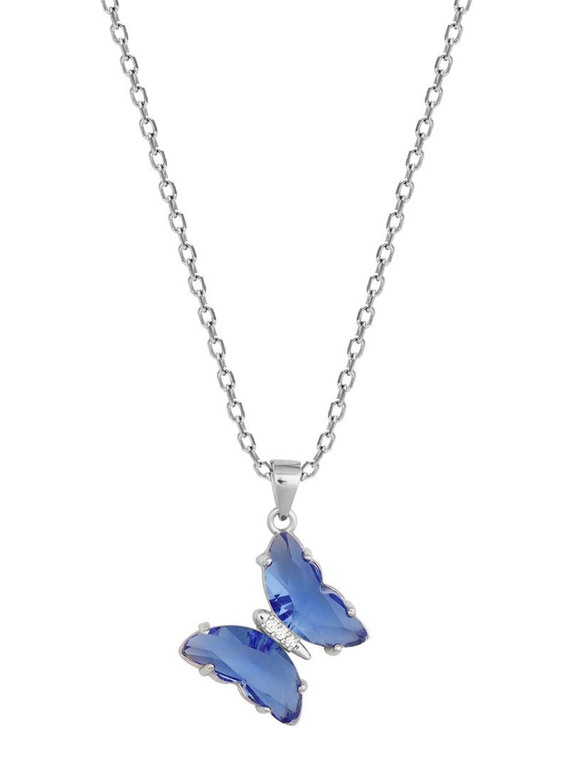 Buy GIVA 925 Silver Midnight Blue Butterfly Pendant With Link Chain - Pendant for Women 25916012