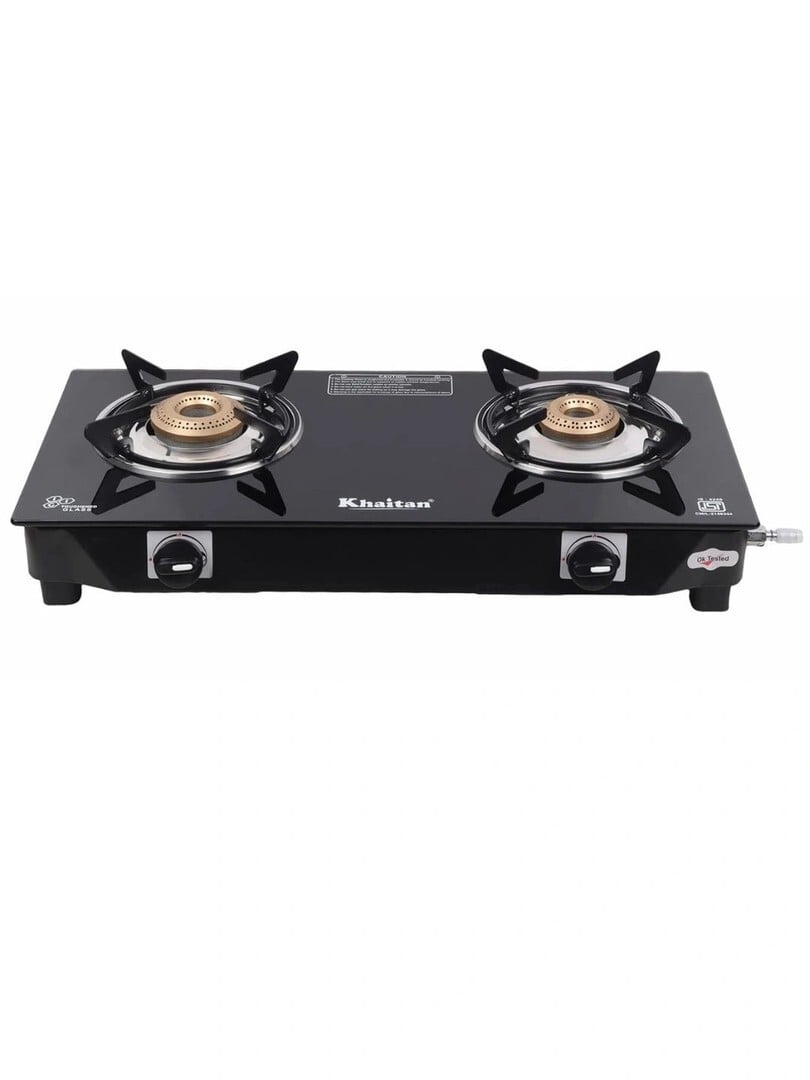 Buy Khaitan Black 2 Burner BP Nano Premium MS Toughened Glass Manual Gas Stove - Gas Stove for Unisex 28983290