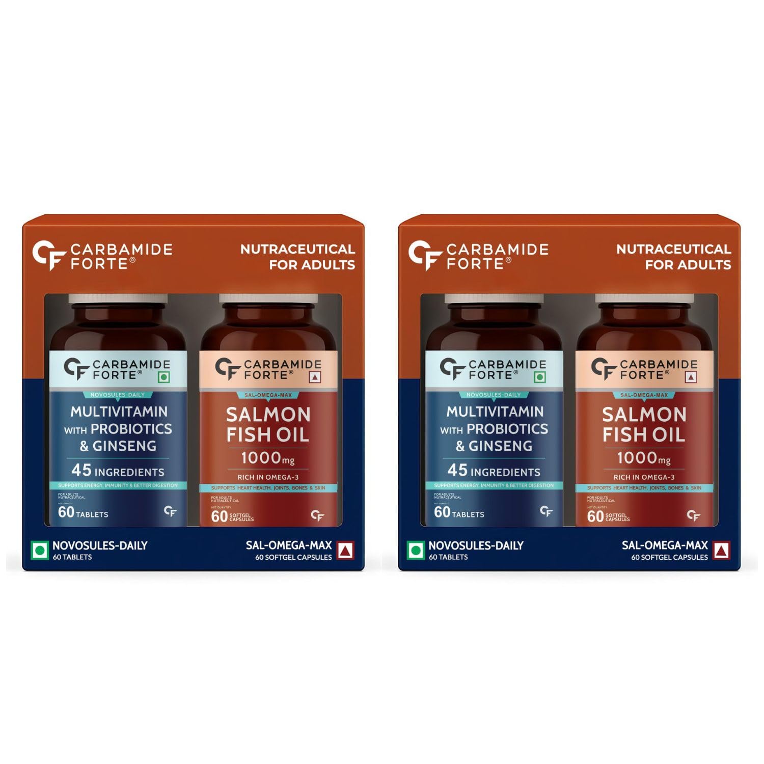 Carbamide Forte Multivitamin Tablet for Men and Women with Probiotics & Omega 3 fish oil capsules | Daily Immunity, Hear