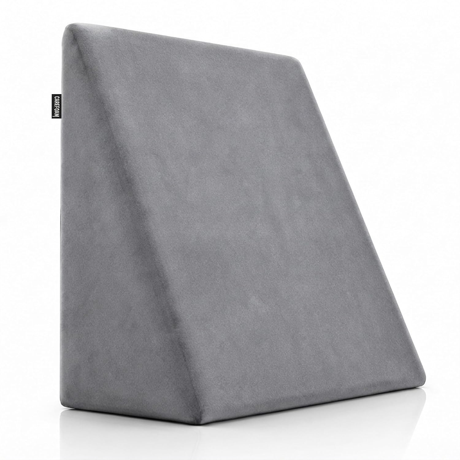 CareFoam Memory Foam Wedge Pillow for Bed 18 x 18 x 10 Inch Grey Velvet