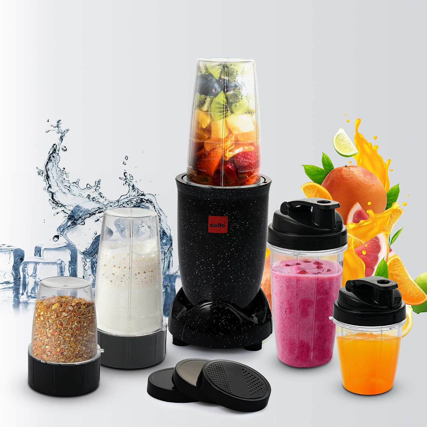 Cello Nutri Maxx Pro 5 Jars ISI Certified Mixer Grinder 500 Watts, Black | 2 x 500ml, 1 x 300ml Multipurpose Blender Jar